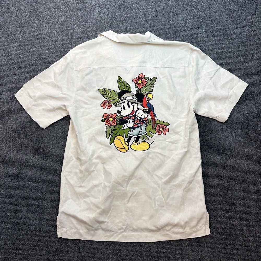 Tommy Bahama Disney Mens XS Jungle Safari Mickey Mouse Silk Panelback Camp Shirt